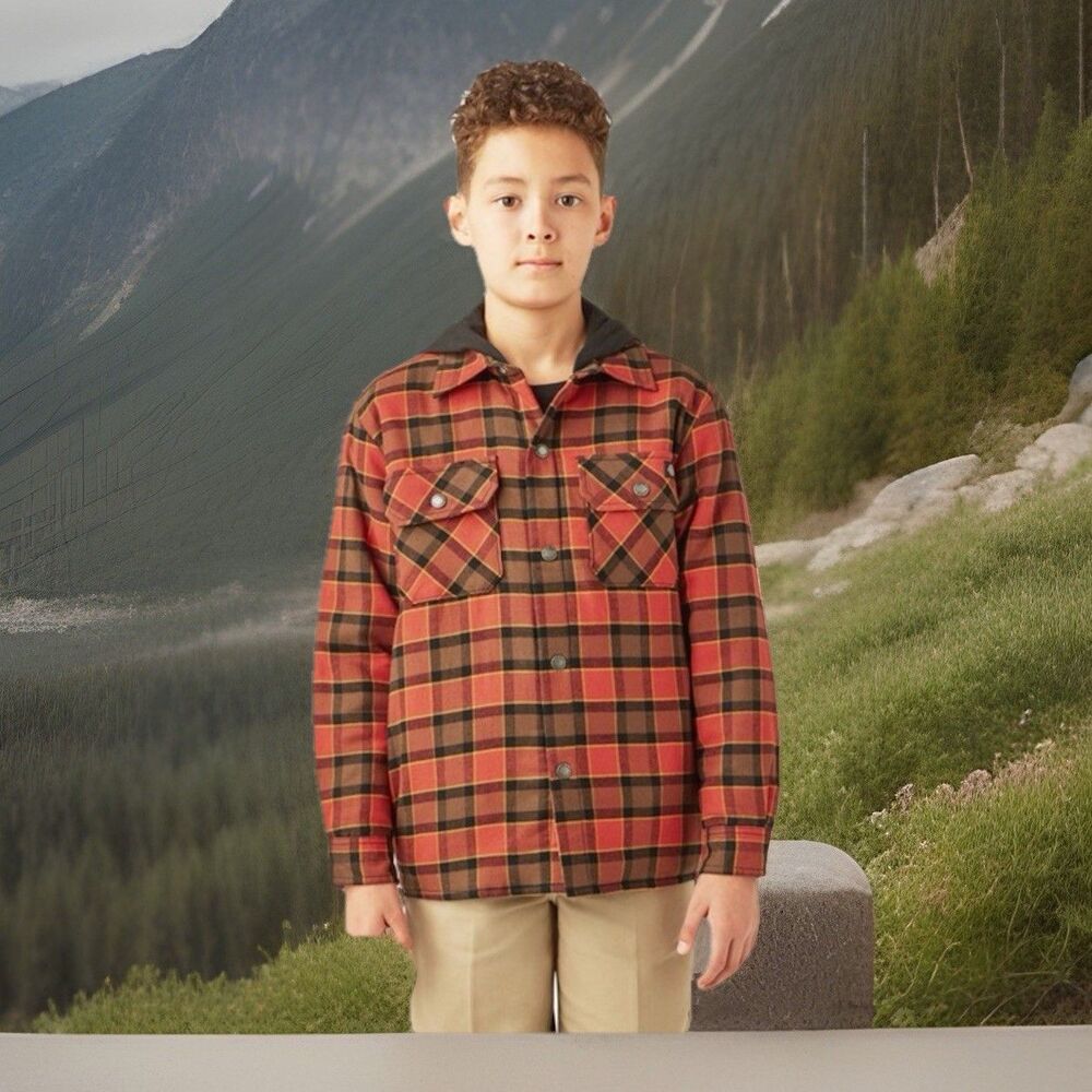 Dickies Youth 10/12 Medium Boys Quilt Shirt Jacket Shacket NEW WITH TAGS red Bla